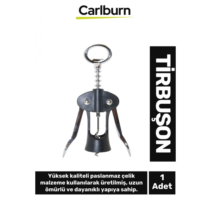 Premium Paslanmaz Çelik Kararmaz Mantar Şarap Kapak Açıcı Şişe Tirbuşon 18*7 Cm