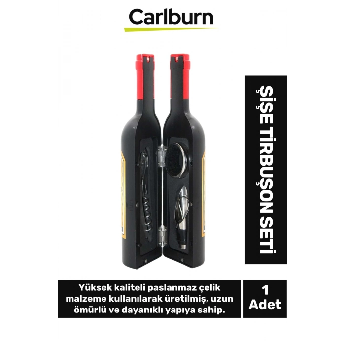 Premium Paslanmaz Çelik Kararmaz Mantar Kapak Açıcı Şişe Tirbuşon Seti 14*6 Cm