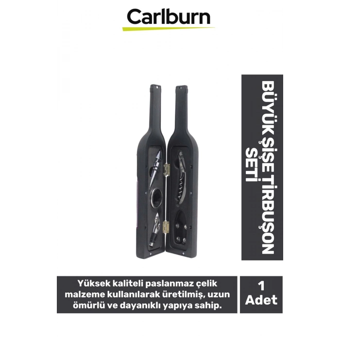Premium Paslanmaz Çelik Kararmaz Mantar Şarap Kapak Açıcı Şişe Tirbuşon Seti 33*7 Cm
