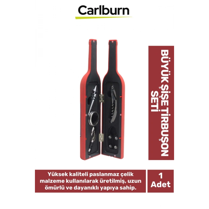 Premium Paslanmaz Çelik Kararmaz Mantar Şarap Kapak Açıcı Şişe Tirbuşon Seti 33*7 Cm