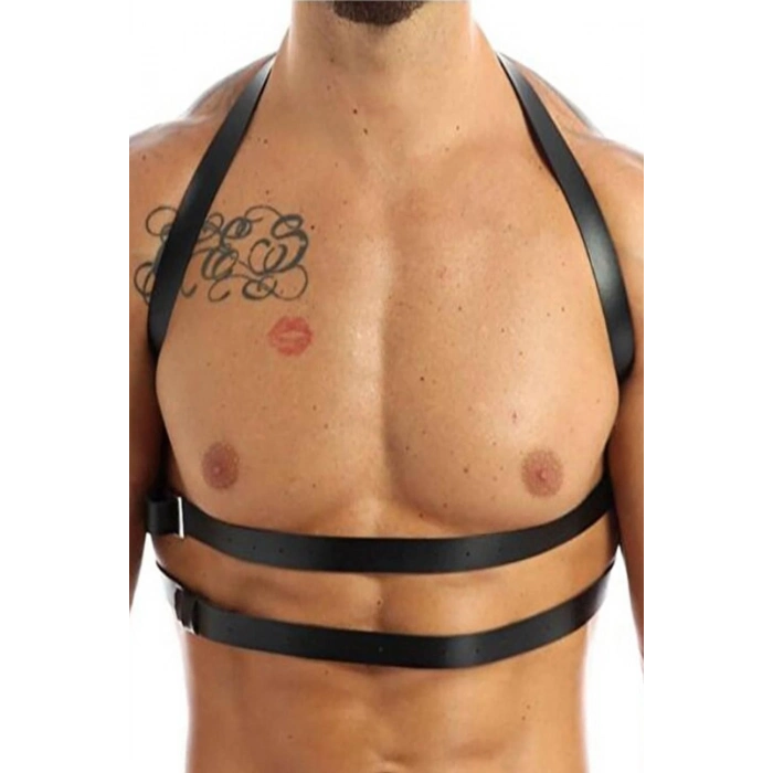 Özel Üretim Fantezi Özel Gün Gece Erotik Seksi Şık Rahat Erkek Deri Göğüs Aksesuarı