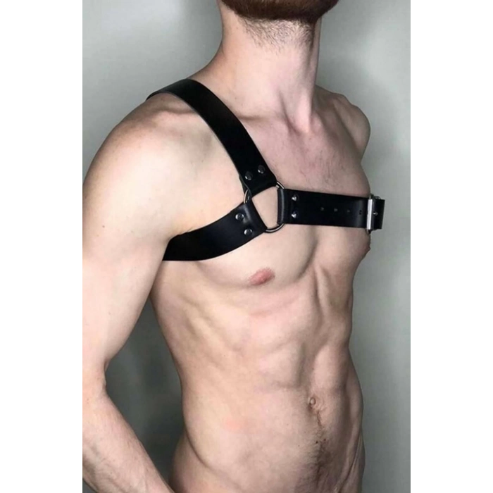 Özel Üretim Fantezi Özel Gün Gece Erotik Seksi Şık Erkek Deri Omuz Detaylı Harness Aksesuar