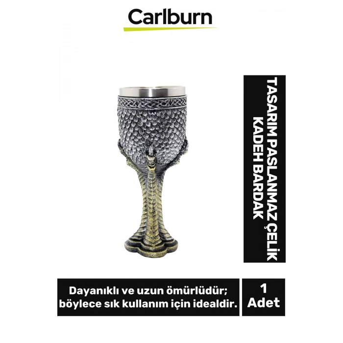 Özel Tasarım Dekoratif Şık Hediyelik Sevgili Arkadaş Paslanmaz Çelik Kadeh Kupa Bardak 19*7 cm