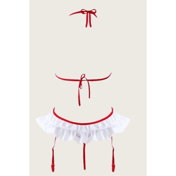 Özel Tasarım Erotik Seksi Rahat Zarif Gün Davet Beyaz String Tanga Külotlu Fantezi Hemşire Kostüm