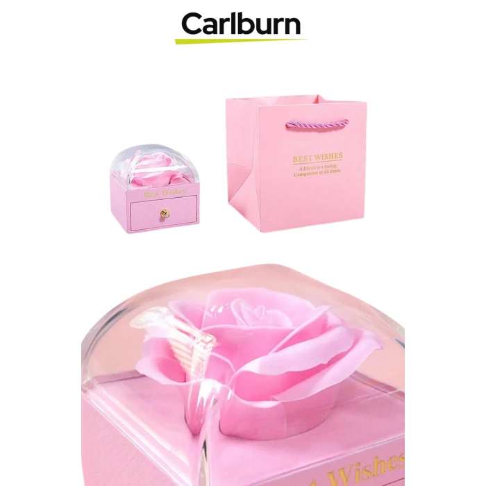 Özel Tasarım Şık Göz Kamaştırıcı Yüzük Kolye Ahşap Plastik Sonsuzluk Gül Tasarımlı Takı Kutusu