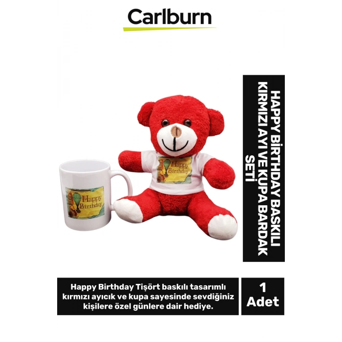 Özel Üretim Arkadaş Sevgili Dosta Eş Happy Birthday Doğum Günü Temalı Ayıcık Kupa Bardak Hediye Seti