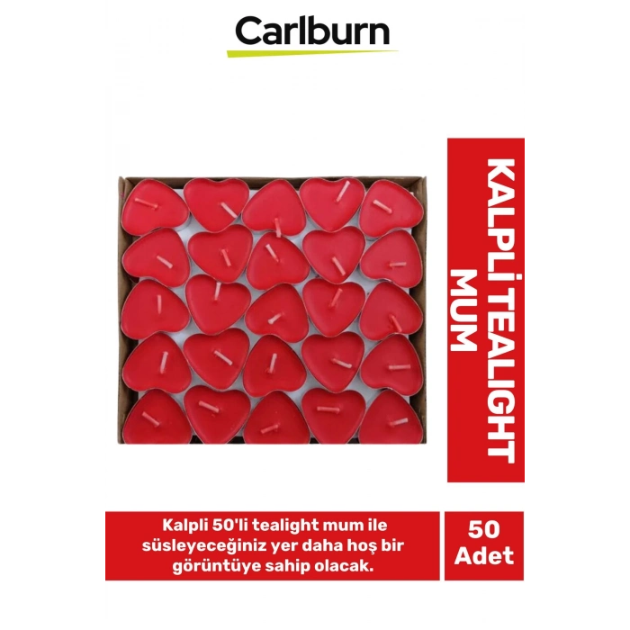 Özel Üretim Dekoratif Hediyelik Sevgili Özel Gün Süslemelerinde Kalpli 50li Tealight Mum