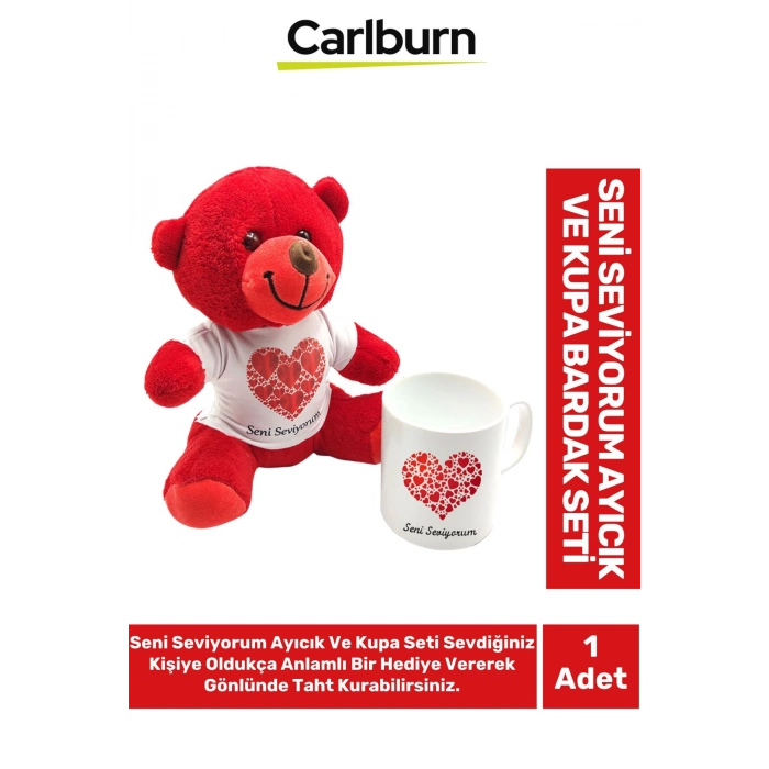 Özel Tasarım Konsept Hediyelik Sevgili Eş Manita Seni Seviyorum Ayıcık ve Kupa Bardak Seti