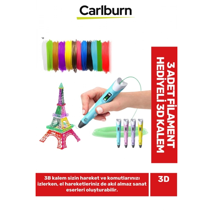 Premium Sessiz Çalışan 3 Renk Filamentli Ev Dekorasyonu ProjeDayanıklı Üç Boyutlu Yazıcı 3D Kalem
