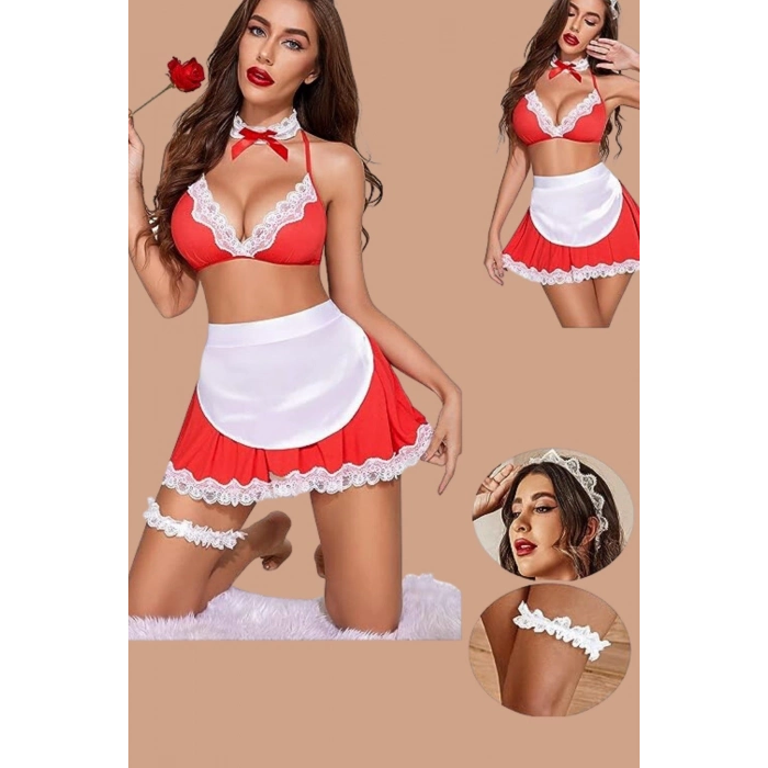 Seksi Kadın Şık Rahat Zarif Fantezi Şık Kenarları Dantel Süslenmiş Kostüm