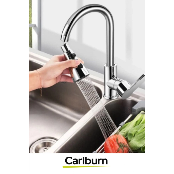 Premium 720 Derece Dönebilen Kaliteli Şık Lavabo Mutfak Banyo 3 Fonksiyonlu Metalik Musluk Başlığı