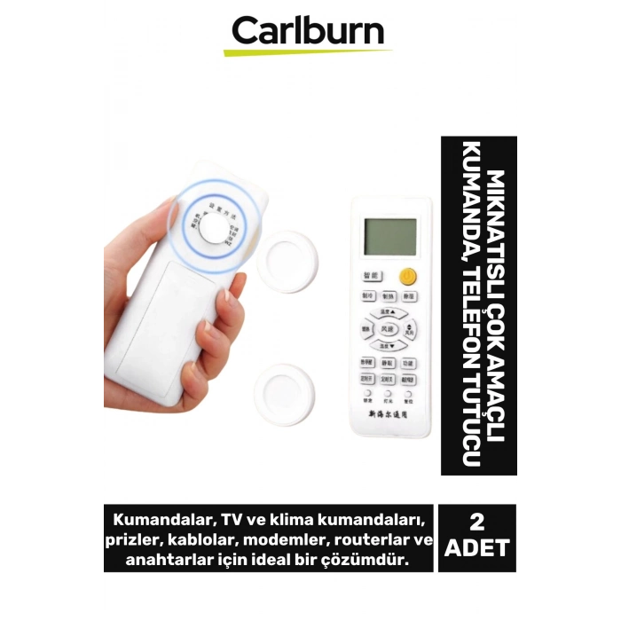 Pratik Yapışkanlı Kolay Monte Duvar Sabitleme Mıknatıslı Çok Amaçlı Kumanda Telefon Tutucu 2 ADET