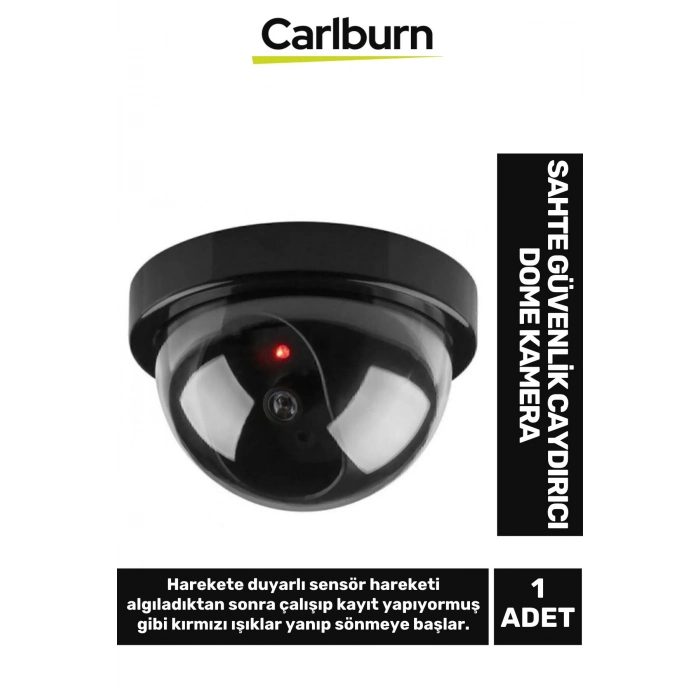 Premium 5 Metre Algılayan Kırmızı Işıklı Hareket Sensörlü Pilli Güvenlik Caydırıcı Dome Kamera