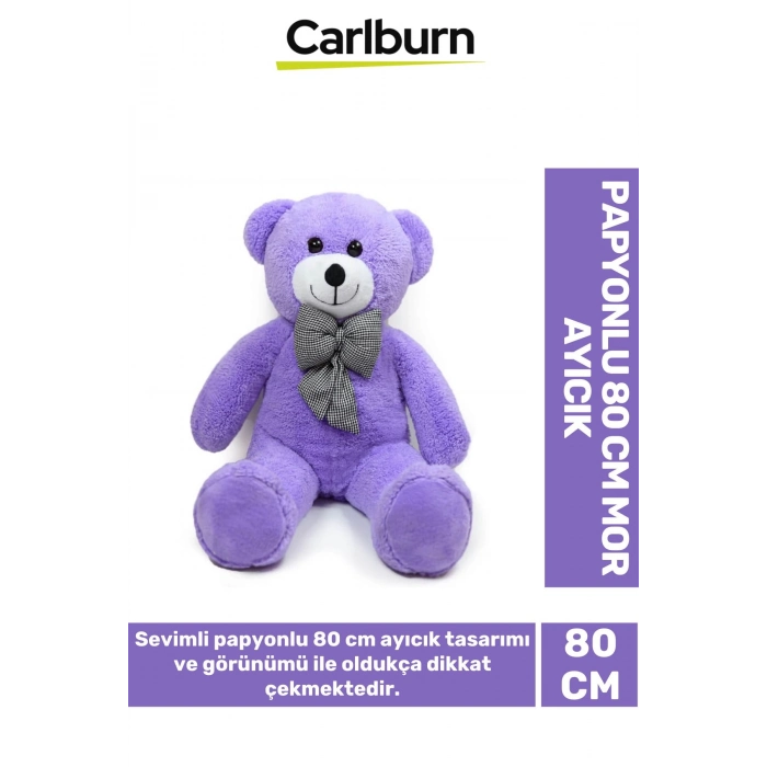Özel Üretim Hediye Gift Eş Arkadaş Sevgiliye Özel Gün Hediye Papyonlu 80 Cm Mor Ayıcık
