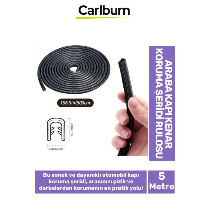 Özel Üretim Çarpma Çizilme Önleyici 5 Metrelik Araba Kapı Kenar Darbe Koruma Fitil Şeridi Rulosu