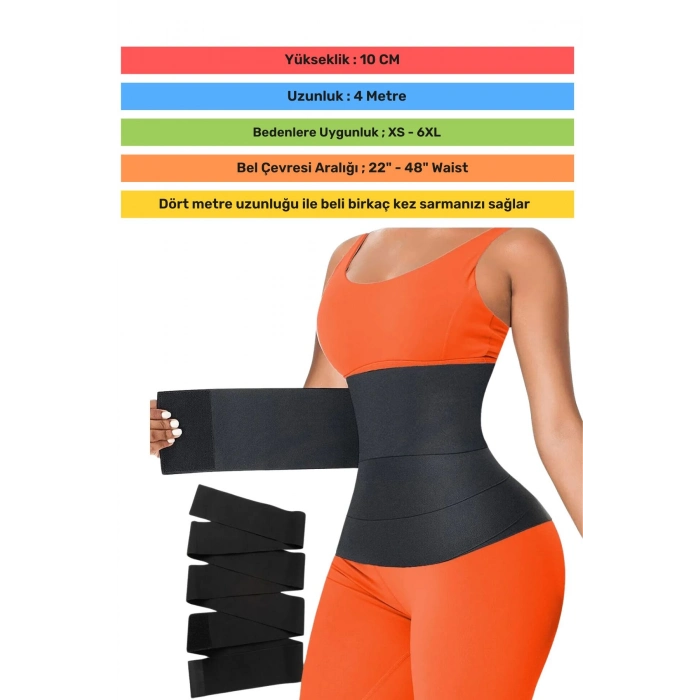 Özel Üretim İnceltici Bele Dolamalı Kum Saati Görüntüsü Veren 4 Metre Sarma Bel Korsesi