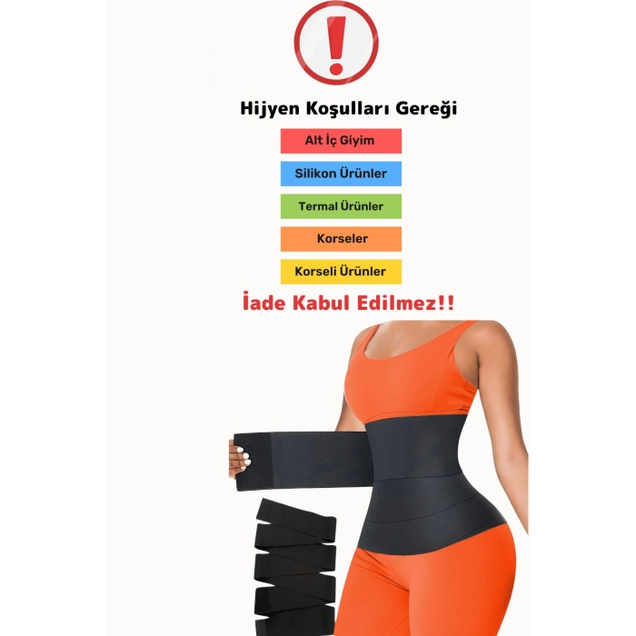 Özel Üretim İnceltici Bele Dolamalı Kum Saati Görüntüsü Veren 4 Metre Sarma Bel Korsesi