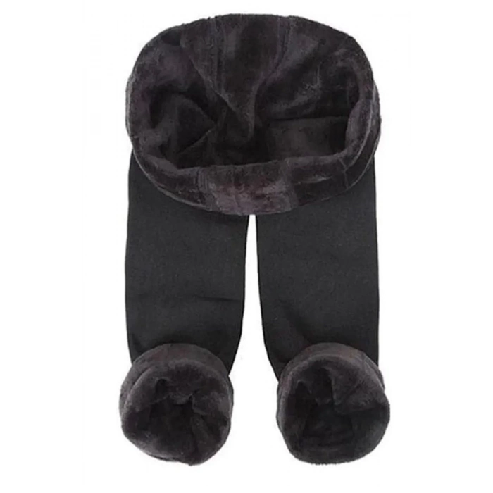 Özel Üretim Beli Sıkmaz Geniş Lastikli Rahat Kış Sıcak Tutan Yumuşak Pürüzsüz Siyah Erkek Peluş Tayt