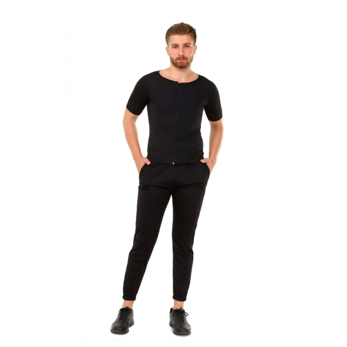 Özel Üretim Rahat Spor İç Giyim Terleme Hızlandırıcı Şık Termal Sauna Erkek Fermuarlı Eşofman Takım