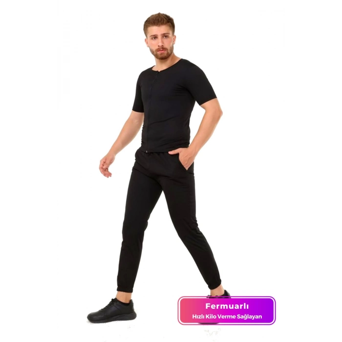 Özel Üretim Rahat Spor İç Giyim Terleme Hızlandırıcı Şık Termal Sauna Erkek Fermuarlı Eşofman Takım