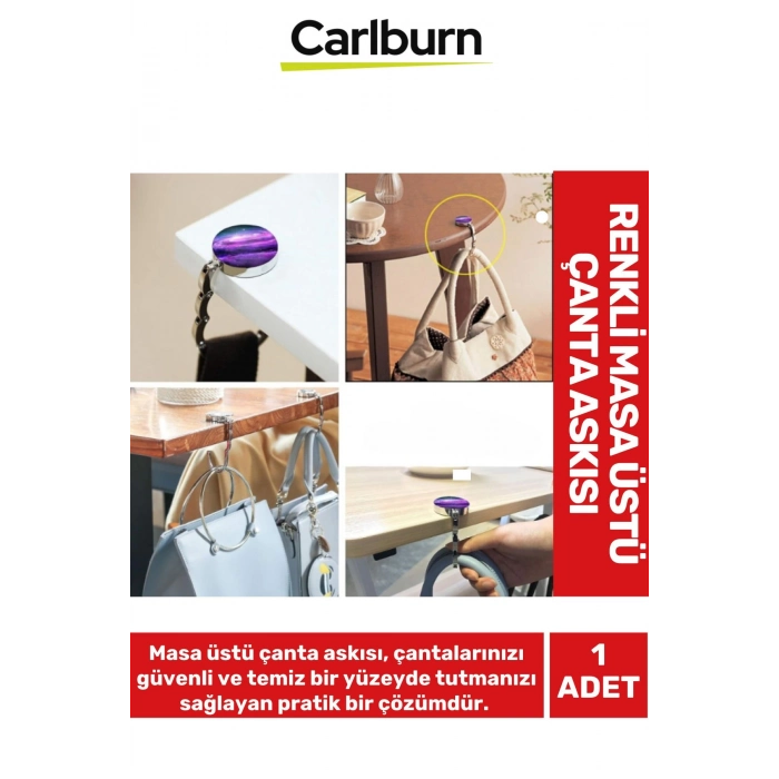 Özel Üretim Yüzeye Zarar Vermeyen Şık Pratik Kafe Ofis Ev Renkli Masa Üstü Poşet Mont Çanta Askısı