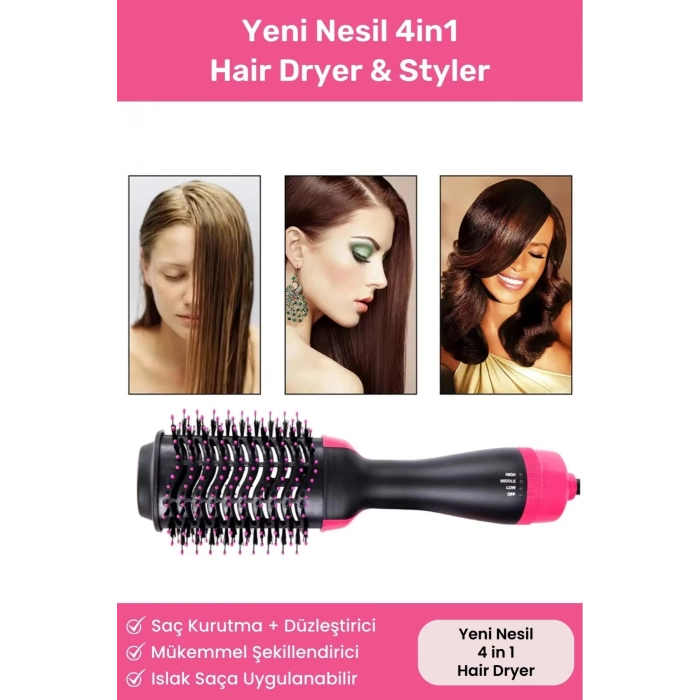 Yeni Nesil 4in1 Çok Fonksiyonlu Saç Kurutma Şekillendirici Düzleştirme Özellikli Hair Dryer & Styler