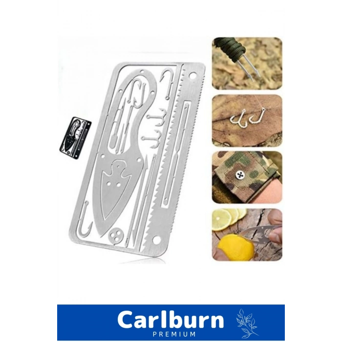 Kredi Kartı Boyunda Kamp Av Doğa Yürüyüşü Paslanmaz Çelik Çok Fonksiyonlu Hayatta Kalma Balıkçı Kiti