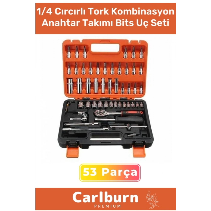Özel Üretim Titanyum 1/4 Cırcırlı 53 Parça Lokma Tork Kombinasyon Anahtar Takımı Bits Uç Seti