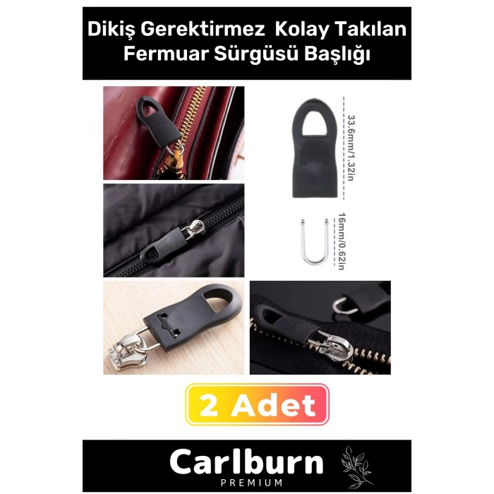 Özel Üretim Dikiş Gerektirmez Pratik Kolay Takılan Çanta Polar Valiz Fermuar Sürgüsü Başlığı 2 Adet