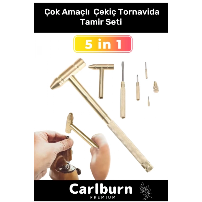 Premium Çok Amaçlı Telefon Mücevher Kuyumcu Ev İş Araba Ergonomik 5 in 1 Çekiç Tornavida Tamir Seti