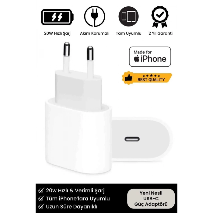 iPhone Tüm Serilere Uyumlu 20w Hızlı Şarj Aleti 7 8 X 11 12 13 14 15 16 İçin Type-C Girişli Adaptör