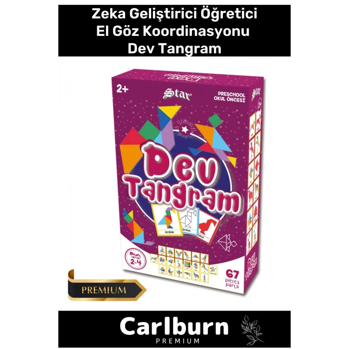 Eğitici Zeka Geliştirici Öğretici El Göz Koordinasyonu Aile Boyu Eğitim 67 Parça Dev Tangram