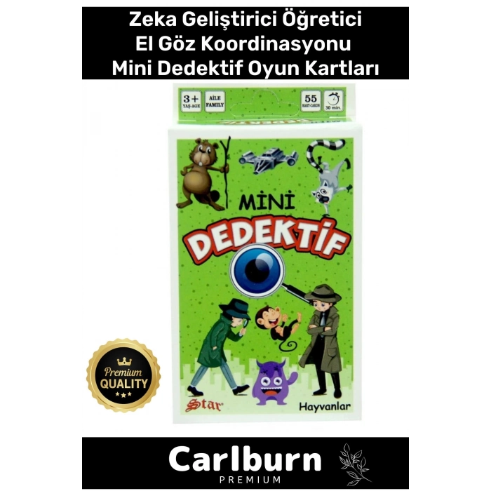 Özel Eğitici Zeka Geliştirici Öğretici Eğlence Aile 55 Parça Mini Dedektif Hayvanlar Oyun Kartı