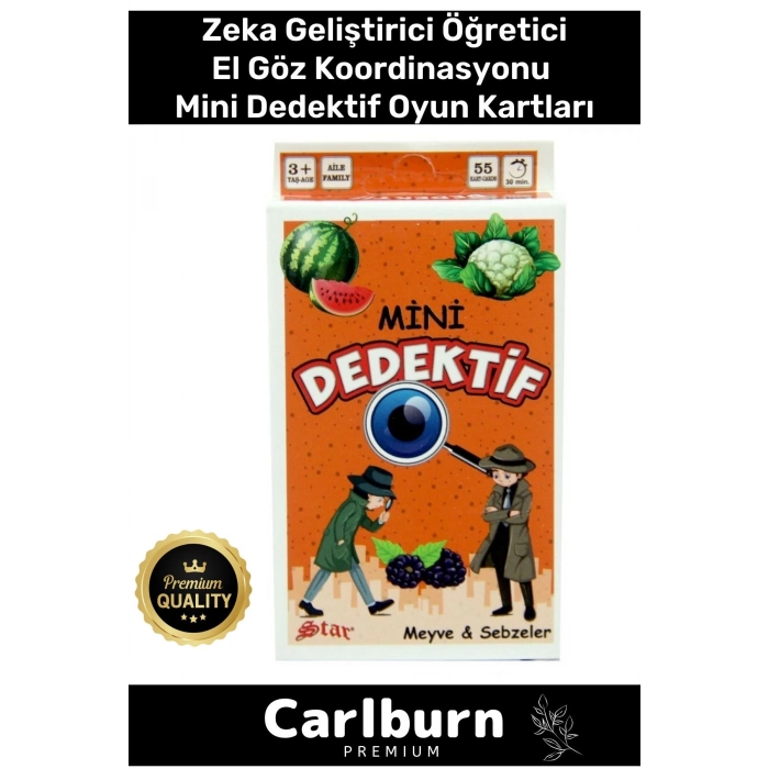 Özel Eğitici Zeka Geliştirici Öğretici Eğlence Aile 55 Parça Mini Dedektif Meyve&Sebzeler Oyun Kartı