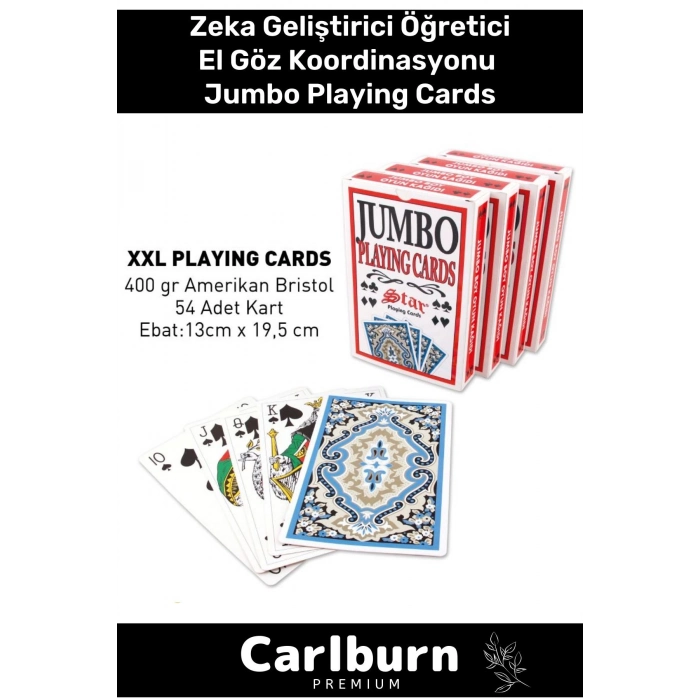 Premium Eğitici Zeka Geliştirici Öğretici Eğlence Parti 54lü Amerikan Bristol Jumbo Playing Cards