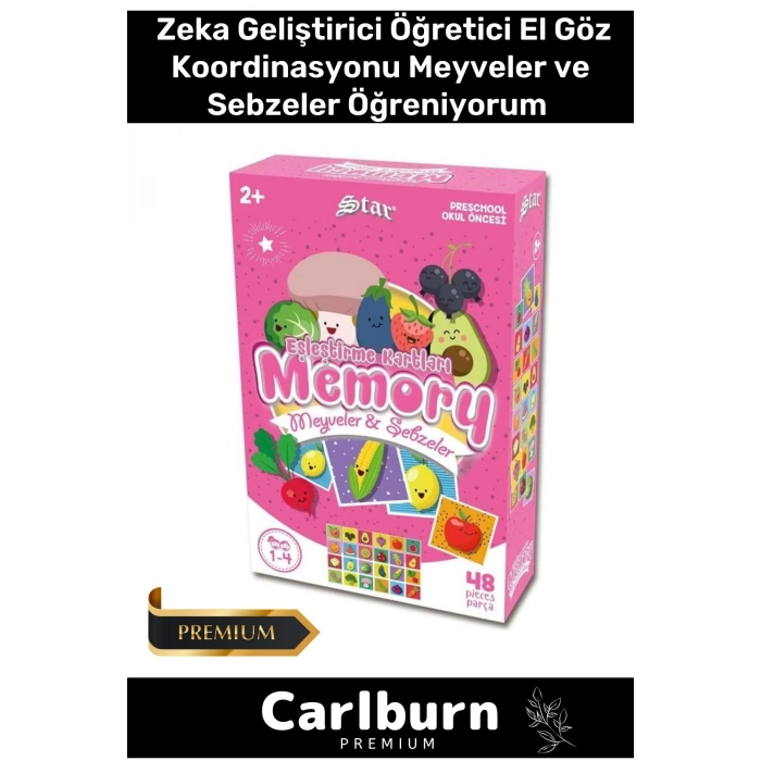Eğitici Zeka Geliştirici Öğretici El Göz Koordinasyonu Aile Boyu 48 Parça Meyveler ve Sebzeler
