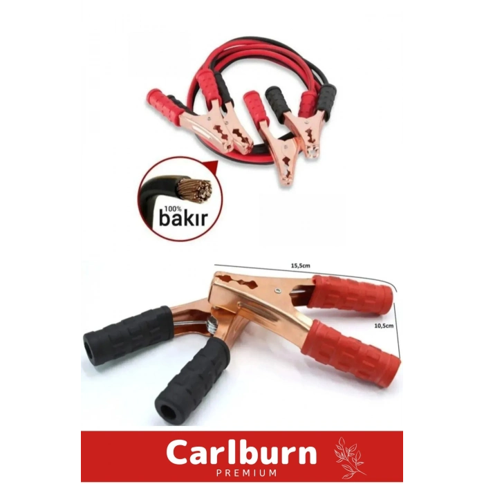 %100 Bakır 0.50mm Kalın Kablo 1200 Amper Güçlü Oto 2 Metre Akü Takviye Hızlı Şarj Kablosu Uyumlu