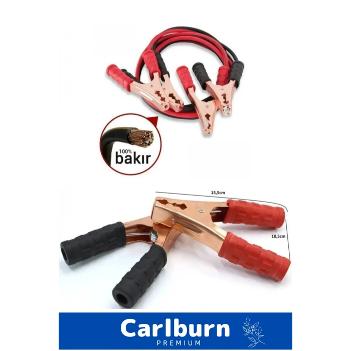 Araba Çantalı %100 Bakır 0.50mm Kalın Kablo 1200 Amper Güçlü 2 Metre Akü Takviye Hızlı Şarj Kablosu