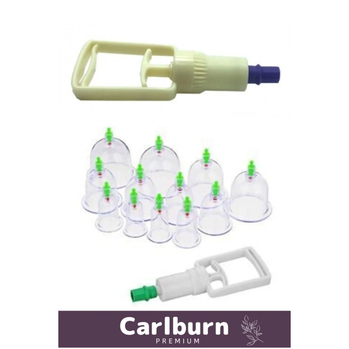 Çekme Vakum Pompalı Sarsılmaz Kutulu Selülit Yağ Çatlak Giderici Masaj Aleti 12li Hacamat Kupa Seti