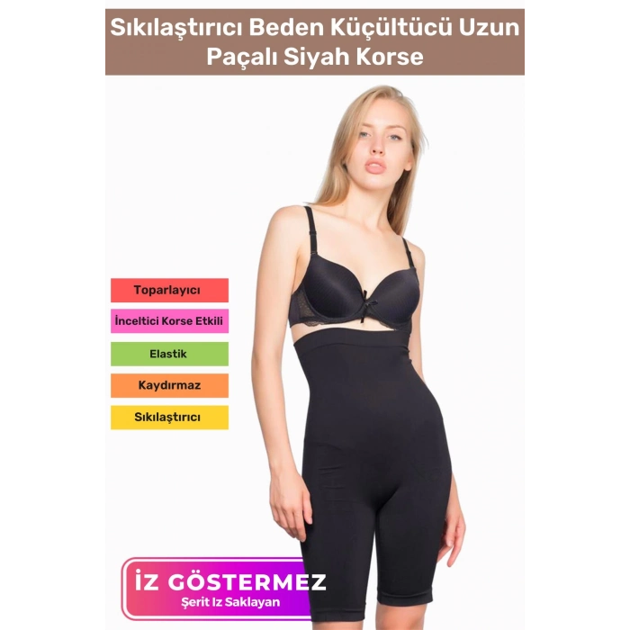 Özel Üretim Toparlayıcı Vücut Sıkılaştırıcı Şekillendirici İz Göstermez Kaymaz Uzun Paçalı Korse