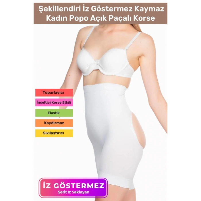 Özel Üretim Toparlayıcı Sıkılaştırıcı Şekillendiri İz Göstermez Kaymaz Kadın Popo Açık Paçalı Korse