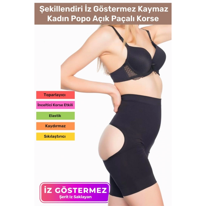 Özel Üretim Toparlayıcı Sıkılaştırıcı Şekillendiri İz Göstermez Kaymaz Kadın Popo Açık Paçalı Korse