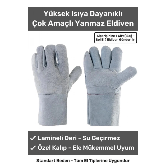 Premium Yanmaz Yüksek Isıya Sıcaklığa Dayanıklı Kaynak Yangın Su Geçirmez Çok Amaçlı Deri Eldiven