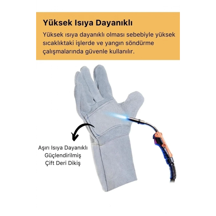 Premium Yanmaz Yüksek Isıya Sıcaklığa Dayanıklı Kaynak Yangın Su Geçirmez Çok Amaçlı Deri Eldiven