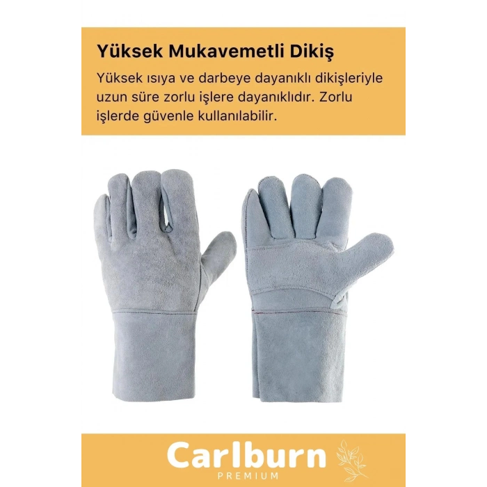 Premium Yanmaz Yüksek Isıya Sıcaklığa Dayanıklı Kaynak Yangın Su Geçirmez Çok Amaçlı Deri Eldiven