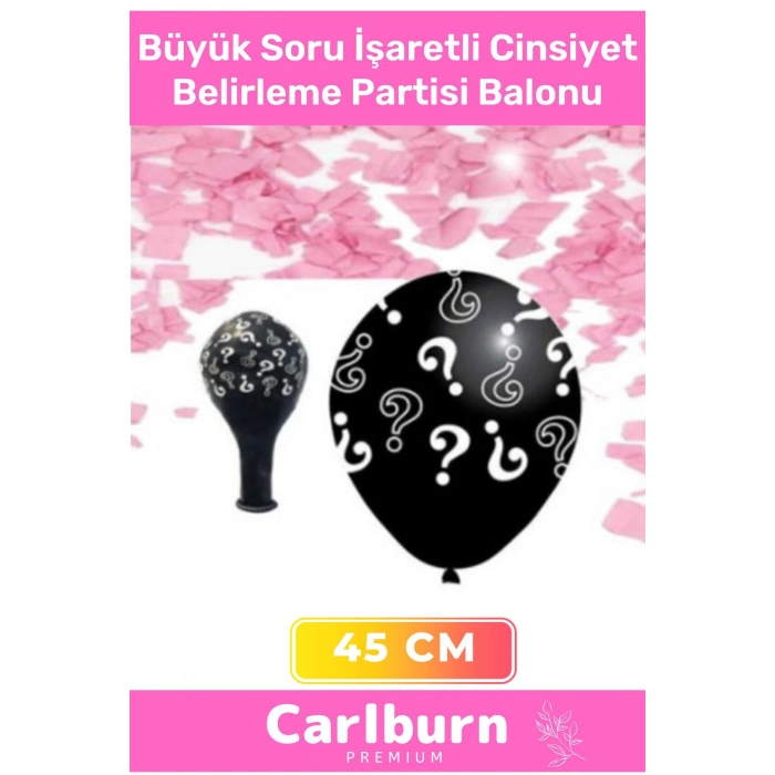 Siyah Büyük Soru İşaretli Cinsiyet Belirleme Partisi 45cm Balonu Kız Erkek Çocuk Baby Shower Süs