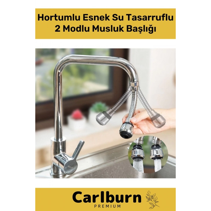 Premium Dayanıklı Spiral Tasarım 360° Dönebilen Hortumlu Esnek Su Tasarruflu 2 Modlu Musluk Başlığı