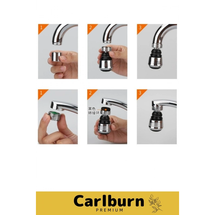 Paslanmaz Mutfak Banyo Lavabo Dayanıklı 360° Dönebilen Su Tasarruflu 2 Modlu Kısa Musluk Başlığı