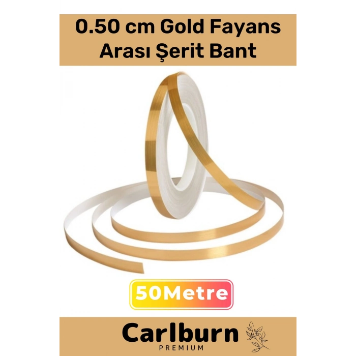 Özel Üretim Kendinden Yapışkanlı Suya Dayanıklı 0,5 cm 50 Metre Gold Fayans Arası Şerit Bant