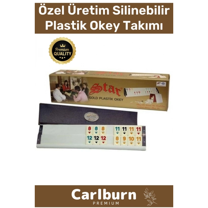 Premium Antibakteriyel Kir Tutmayan Çizilmeye Dayanıklı Silinebilir Gold Plastik Kahveci Okey Takımı
